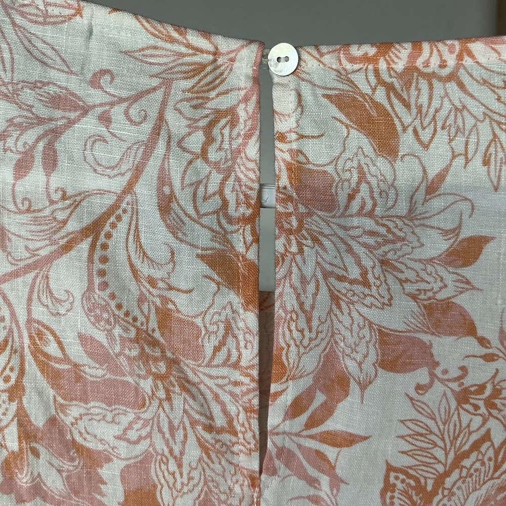 Rachel Zoe 100% Linen Floral Shift Dress Coastal Summer Resort Beachy Sz Lg - Picture 3 of 6